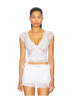 Bella Venice The Lucy Wrap Top in White. Size L. Also in M, S, XS.