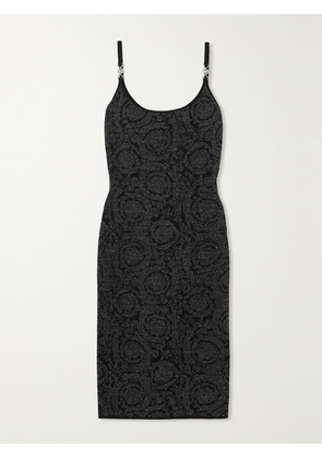 Versace - Embellished Metallic Jacquard-knit Dress - Black - IT36,IT38,IT40,IT42,IT44,IT46