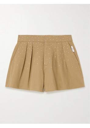AZ FACTORY - + Lutz Huelle Minni Pleated Crystal-embellished Cotton-twill Shorts - Brown - FR 34,FR 36,FR 38,FR 40,FR 42