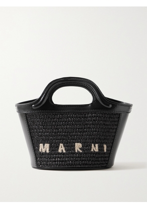 Marni - Tropicalia Micro Leather And Embroidered Faux Raffia Tote - Black - One size