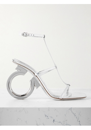 Ferragamo - Elina Logo-detailed Metallic Leather Sandals - Silver - US5,US5.5,US6,US6.5,US7,US7.5,US8,US8.5,US9,US9.5,US10,US11