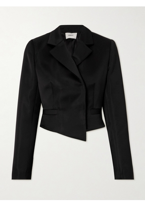 COPERNI - Double-breasted Cropped Asymmetric Satin-crepe Blazer - Black - FR 34,FR 36,FR 38,FR 40,FR 42,FR 44