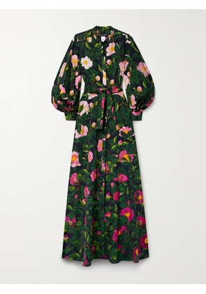 Oscar de la Renta - Belted Floral-print Stretch Cotton-poplin Maxi Dress - Multi - x small,small,medium,large,x large