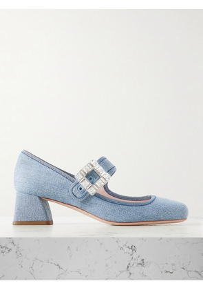 Roger Vivier - Très Vivier Crystal-embellished Denim Mary Jane Pumps - Blue - IT35,IT35.5,IT36,IT36.5,IT37,IT37.5,IT38,IT38.5,IT39,IT39.5,IT40,IT40.5,IT41,IT41.5,IT42