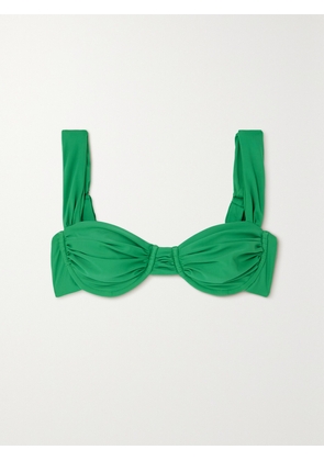Faithfull - + Net Sustain Sol Ruched Stretch-repreve Bikini Top - Green - x small,small,medium,large,x large,xx large