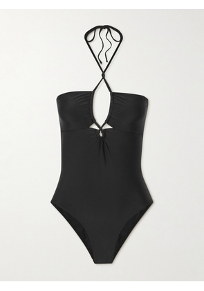Faithfull - + Net Sustain Ola Cutout Stretch-econyl® Halterneck Swimsuit - Black - x small,small,medium,large,x large,xx large