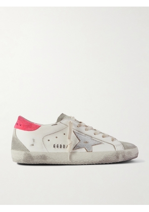 Golden Goose - Super-star Distressed Suede-trimmed Leather Sneakers - White - IT35,IT36,IT37,IT38,IT39,IT40,IT41,IT42