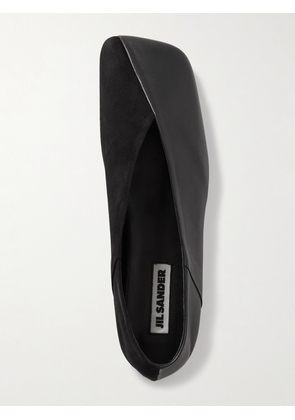 Jil Sander - Asymmetric Leather And Suede Ballet Flats - Black - IT35,IT36,IT36.5,IT37,IT37.5,IT38,IT38.5,IT39,IT39.5,IT40,IT40.5,IT41