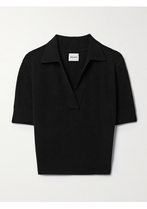 KHAITE - Shrunken Jo Cashmere-blend Polo Shirt - Black - x small,small,medium,large,x large