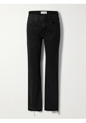 SLVRLAKE - London Frayed Paneled High-rise Straight-leg Organic Jeans - Black - 23,24,25,26,27,28,29,30,31,32