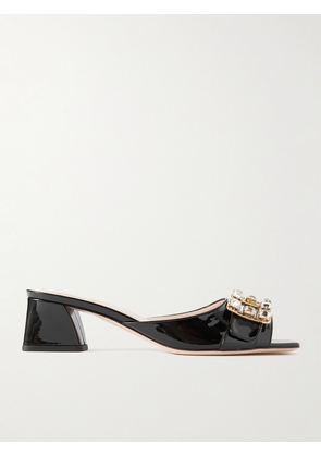 Roger Vivier - Bikiviv Crystal-embellished Patent-leather Mules - Black - IT35,IT35.5,IT36,IT36.5,IT37,IT37.5,IT38,IT38.5,IT39,IT39.5,IT40,IT40.5,IT41,IT42
