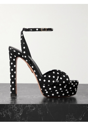 Aquazzura - Divine 130 Polka-dot Grosgrain Platform Sandals - Black - IT36,IT36.5,IT37,IT37.5,IT38,IT38.5,IT39,IT39.5,IT40,IT40.5,IT41