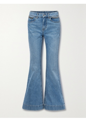 Stella McCartney - + Net Sustain Iconic Chain-embellished High-rise Flared Jeans - Blue - 24,25,26,27,28,29,30,31,32,33