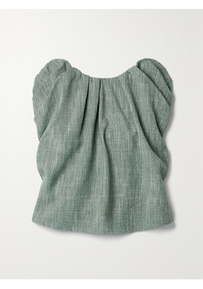 Co - Strapless Gathered Wool-blend Top - Brown - x small,small,medium,large,x large