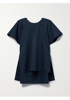 Co - Cotton And Silk-blend Poplin Top - Blue - x small,small,medium,large