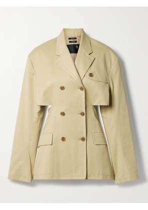 R13 - Double-breasted Cutout Cotton-gabardine Trench Coat - Brown - x small,small,medium,large