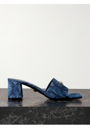 Versace - Embellished Printed Denim Mules - Blue - IT35,IT35.5,IT36,IT36.5,IT37,IT37.5,IT38,IT38.5,IT39,IT39.5,IT40,IT40.5,IT41