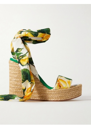 Dolce & Gabbana - Lolita Floral-print Stretch-silk Espadrille Wedge Sandals - Multi - IT35,IT35.5,IT36,IT36.5,IT37,IT37.5,IT38,IT38.5,IT39,IT39.5,IT40,IT40.5,IT41