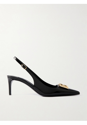 Dolce & Gabbana - Formale Appliquéd Glossed-leather Slingback Pumps - Black - IT35,IT35.5,IT36,IT36.5,IT37,IT37.5,IT38,IT38.5,IT39,IT39.5,IT40,IT40.5,IT41