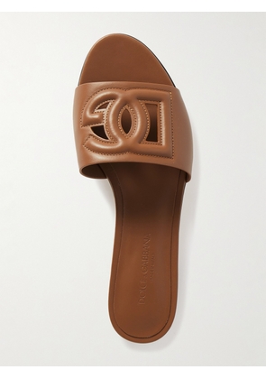 Dolce & Gabbana - Bianca Cutout Leather Slides - Brown - IT35,IT35.5,IT36,IT36.5,IT37,IT37.5,IT38,IT38.5,IT39,IT39.5,IT40,IT40.5,IT41,IT42