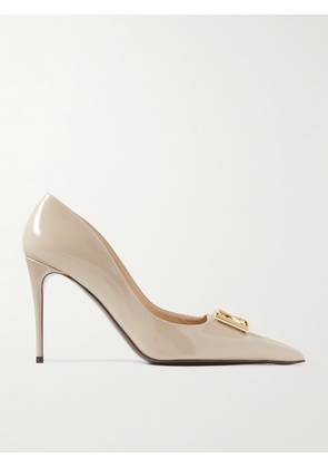 Dolce & Gabbana - Formale Embellished Patent-leather Point-toe Pumps - Off-white - IT35,IT35.5,IT36,IT37,IT37.5,IT38,IT38.5,IT39,IT39.5,IT40,IT40.5,IT41