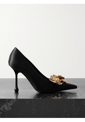 Jimmy Choo - Ixia 95 Embellished Satin Pumps - Black - IT36,IT36.5,IT37,IT37.5,IT38,IT38.5,IT39,IT39.5,IT40,IT40.5,IT41,IT41.5