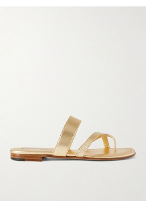 Manolo Blahnik - Susa Metallic Leather Sandals - Gold - IT35,IT35.5,IT36,IT36.5,IT37,IT37.5,IT38,IT38.5,IT39,IT39.5,IT40,IT40.5,IT41,IT41.5,IT42