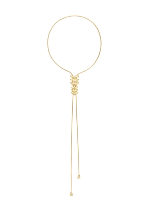Ettika Metal Vortex Bolo Lariat Necklace in Metallic Gold.