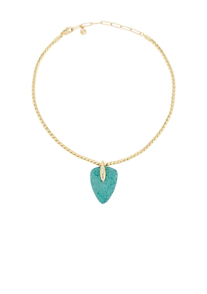 Ettika Twisted Turquoise Statement Pendant Necklace in Metallic Gold.