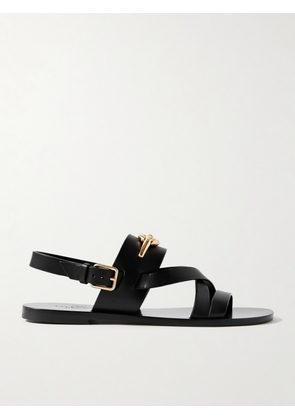 Valentino Garavani - Vlogo Embellished Leather Sandals - Black - IT35,IT35.5,IT36,IT36.5,IT37,IT37.5,IT38,IT38.5,IT39,IT39.5,IT40,IT40.5,IT41,IT41.5,IT42