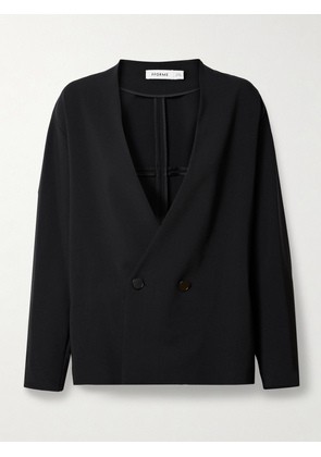 FFORME - Velma Double-breasted Wool-blend Crepe Blazer - Black - x small,small,medium,large