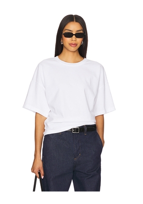 Enza Costa Short Sleeve Supima Curve Tee in White. Size L. Also in XS, S, M, XL.