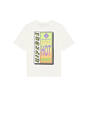 Abrand x Rip Curl Hot Locals Tee in White. Size L. Also in S, M, XL/1X.