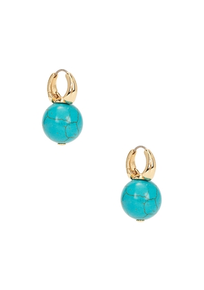 Ettika Turquoise Escape Earrings in Metallic Gold.