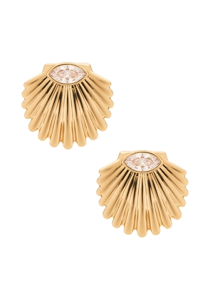 Ettika Sea Life Crystal Shell Earrings in Metallic Gold.
