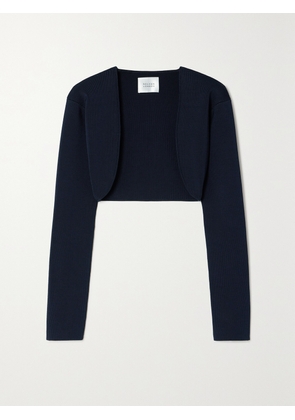 Galvan - Atalanta Cropped Ribbed Stretch-knit Cardigan - Blue - x small,small,medium,large,x large