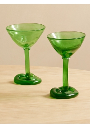 Completedworks - Thaw Set Of Two Recycled-glass Martini Glasses - Green - One size