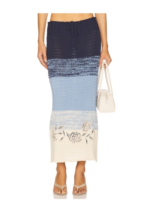 Agua Bendita x REVOLVE Mira Skirt in Navy. Size L. Also in S, M.