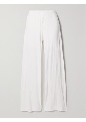 LESET - Boxer Pointelle-knit Cotton Pants - White - x small,small,medium,large,x large