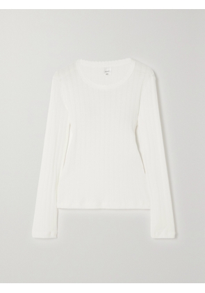 LESET - Pointelle-knit Cotton-jersey Top - White - x small,small,medium,large,x large