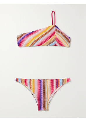 Missoni - Mare One-shoulder Striped Crochet-knit Bikini - Red - IT36,IT38,IT40,IT42,IT44,IT46,IT48