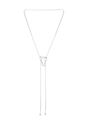 Ettika Molten Muse Bolo Lariat Necklace in Metallic Silver.