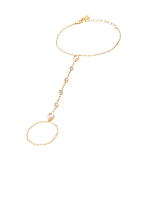 Ettika Liquid Metal Hand Chain in Metallic Gold.