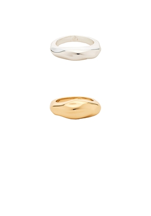 Ettika Melted Muse Ring Set in Metallic Silver.