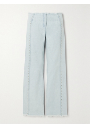 SIEDRÉS - Giny Frayed Embellished High-rise Wide-leg Jeans - Blue - EU 34,EU 36,EU 38,EU 40,EU 42