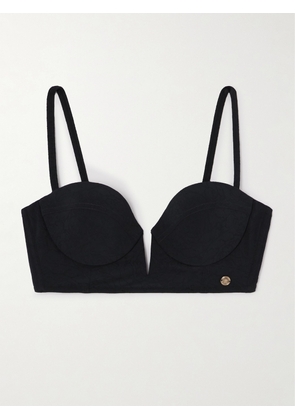 Versace - Embellished Stretch-jacquard Underwired Bikini Top - Black - 32B,34B,36B,38B,32C,34C,36C,38C,32D,34D,36D,38D