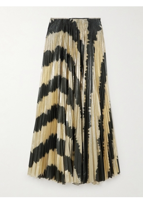 Johanna Ortiz - + Net Sustain Pleated Printed Lamé Maxi Skirt - Black - US4,US6,US8,US10,US12