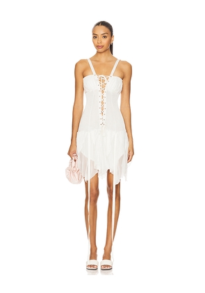 AMOR MIA Gentle Dissolve Mini Dress in White. Size L. Also in S, XS, M.