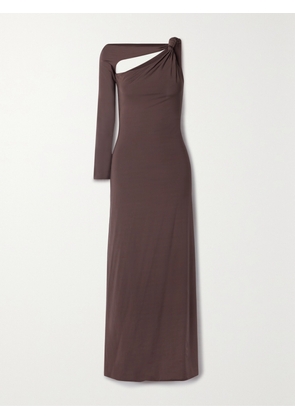 Maygel Coronel - + Net Sustain Hedera One-sleeve Cutout Stretch-jersey Maxi Dress - Brown - Petite,One Size,Extended