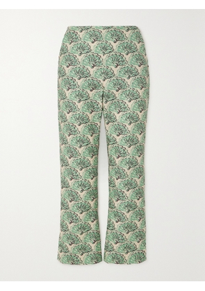 La DoubleJ - Toreo Cropped Printed Cotton-blend Straight-leg Pants - Green - xx small,x small,small,medium,large,x large,xx large